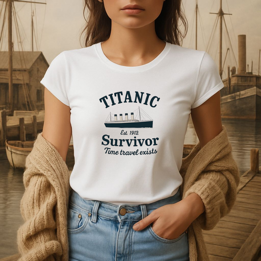 Ladies Titanic-time travel t-shirt