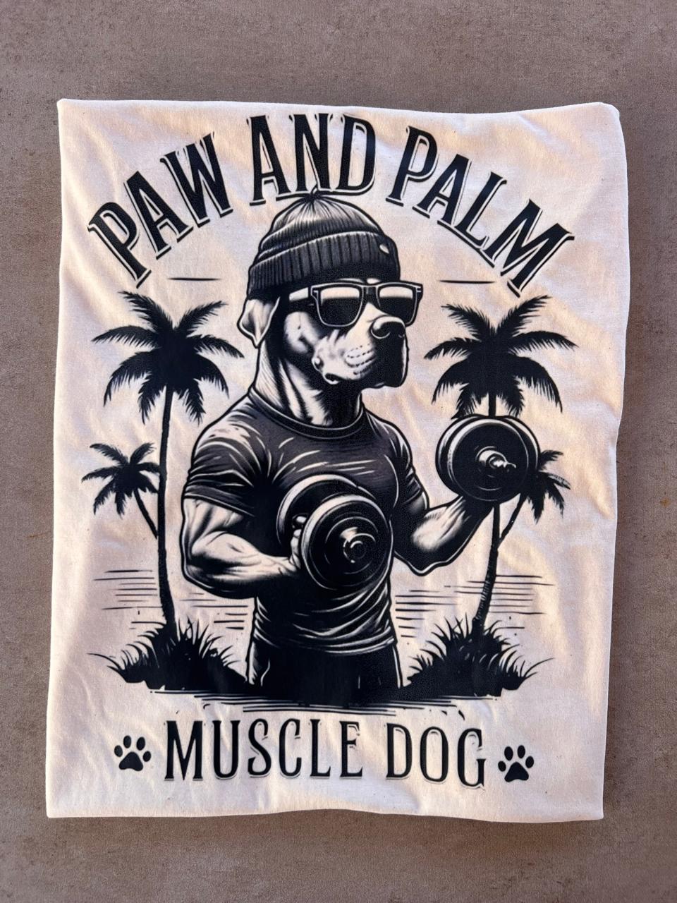 Paw and Palm muscle dog t-shirt
